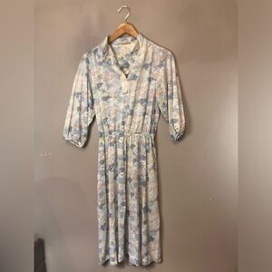 Vintage Sears JR Bazaar 70s cottagecore Floral Long Sleeve Easter Dress size 11